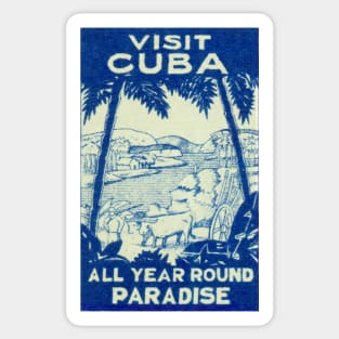 1940 Visit Cuba, Year Round Paradise Sticker